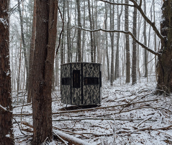 Orion 68T Modular Deer blind in a snowy forest